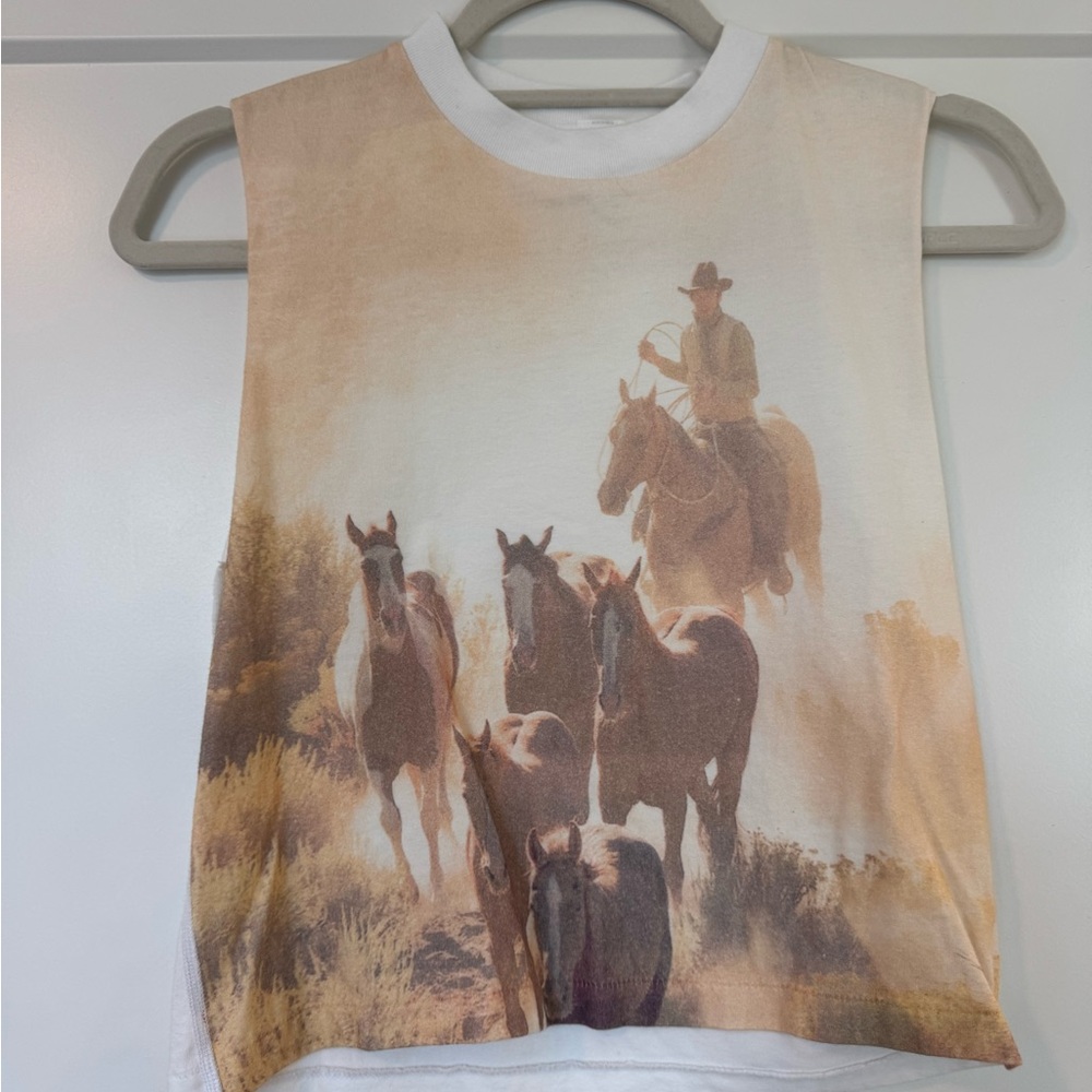 Re/done Cowboy Print Sleeveless Top